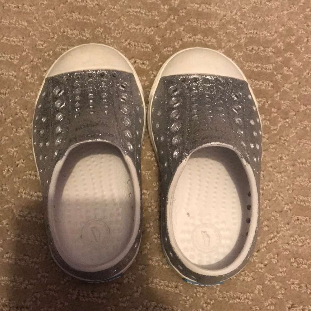 Metallic silver sneakers